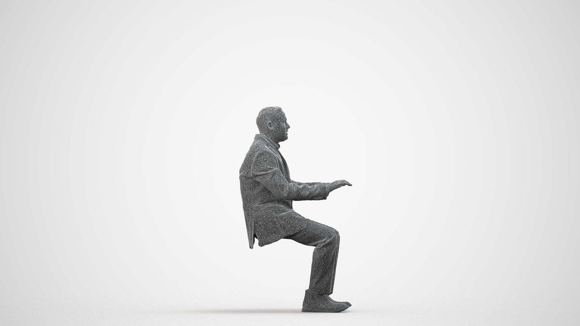 realistic 3D people man business, render-ready for V-Ray and Corona, FBX OBJ, wireframe side view