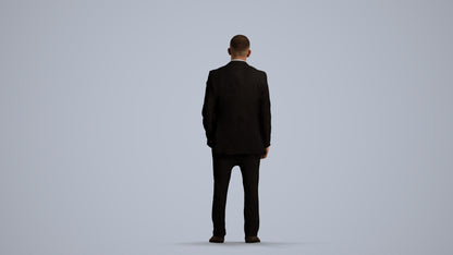 realistic 3D man business, scanned archviz people for Blender and 3ds Max, front view render