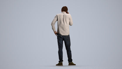 scanned 3D man casual standing, photogrammetry people for Enscape and V-Ray, front view render