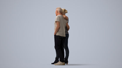 realistic 3D senior woman casual standing, scanned archviz people for Blender and 3ds Max, three-quarter view render