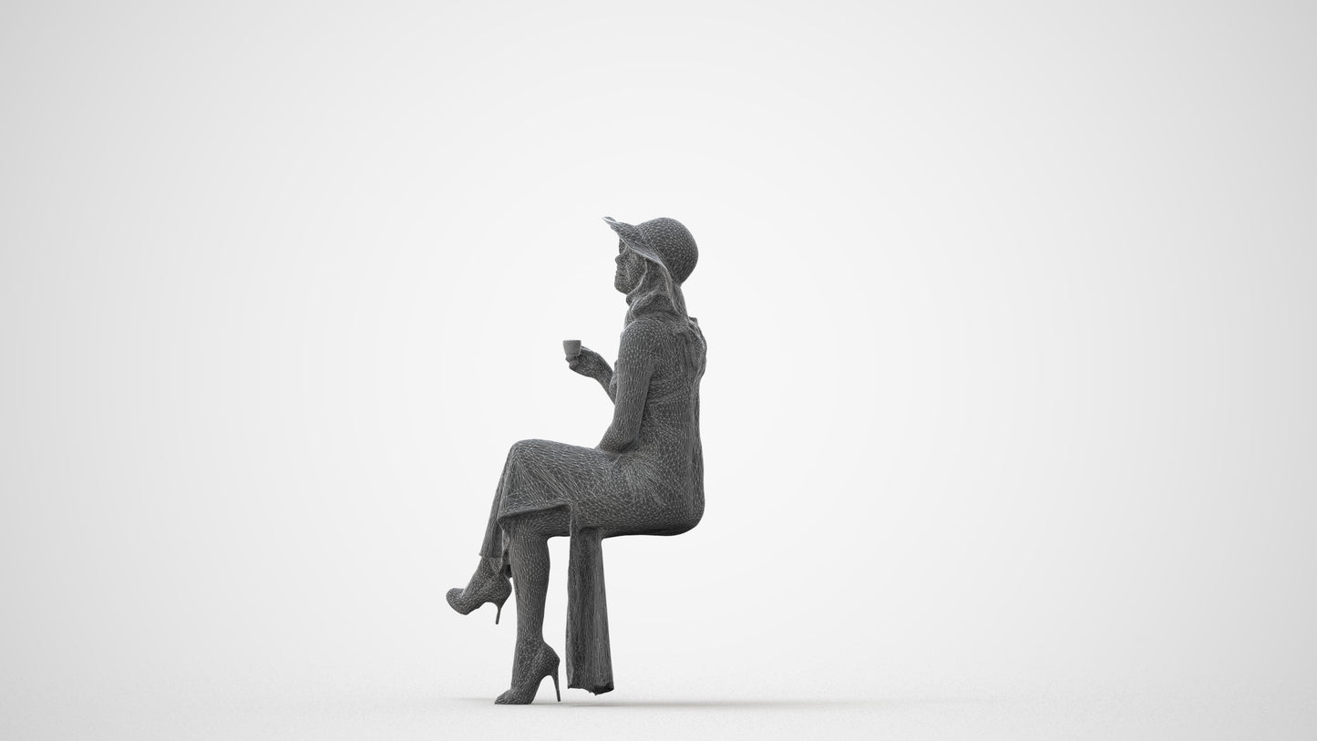 realistic 3D people woman casual sitting, render-ready for V-Ray and Corona, FBX OBJ, square thumbnail