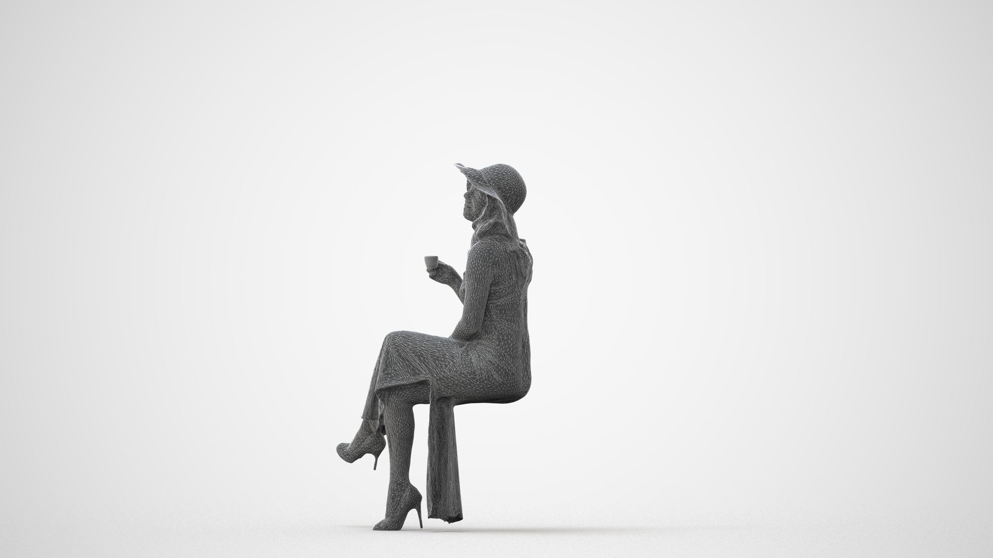 realistic 3D people woman casual sitting, render-ready for V-Ray and Corona, FBX OBJ, square thumbnail