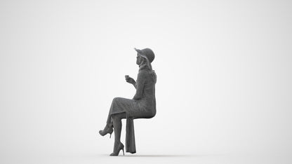 realistic 3D people woman casual sitting, render-ready for V-Ray and Corona, FBX OBJ, square thumbnail