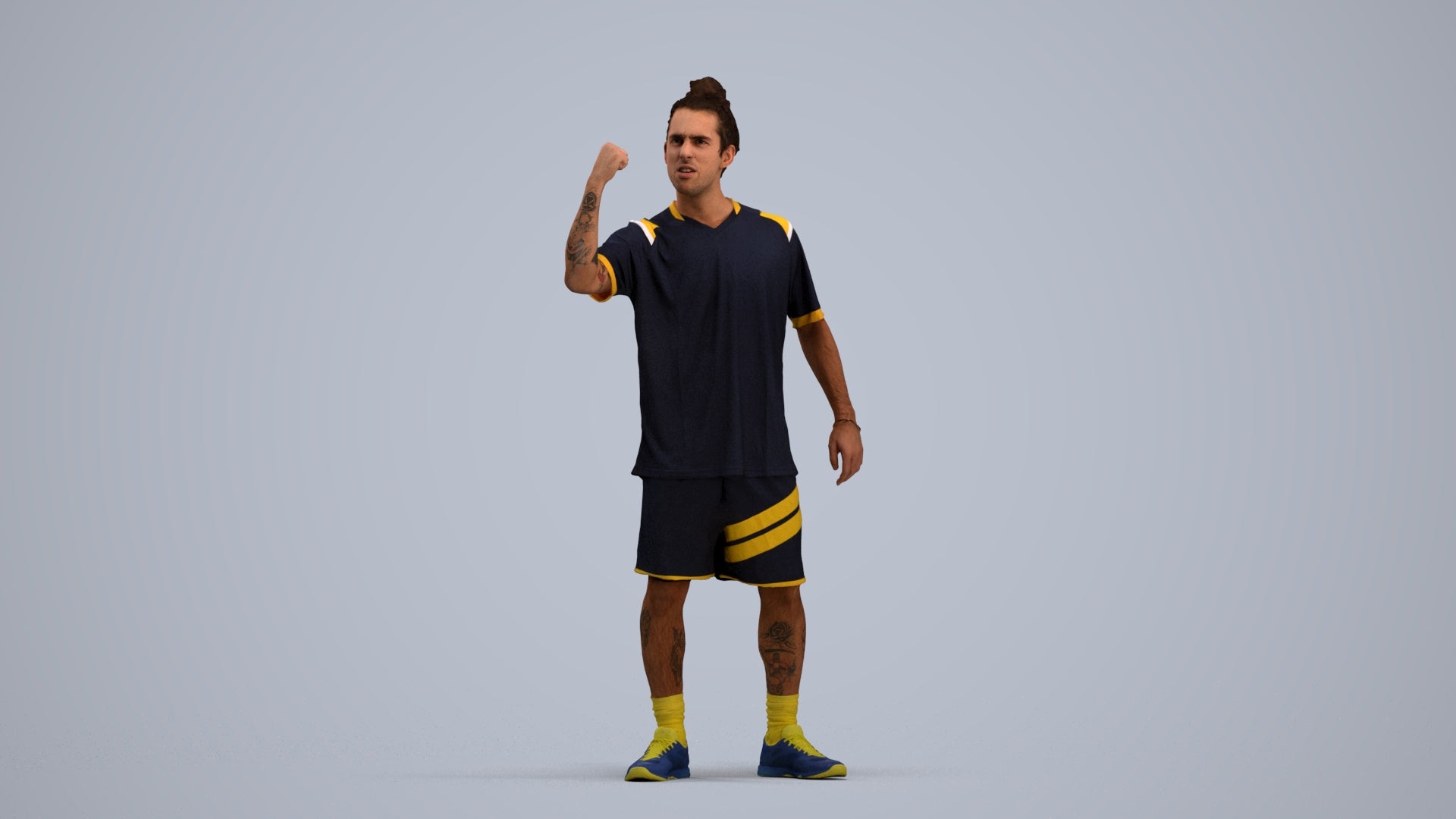 3D people model man sport, scanned human for 3ds Max rendering, standing pose render