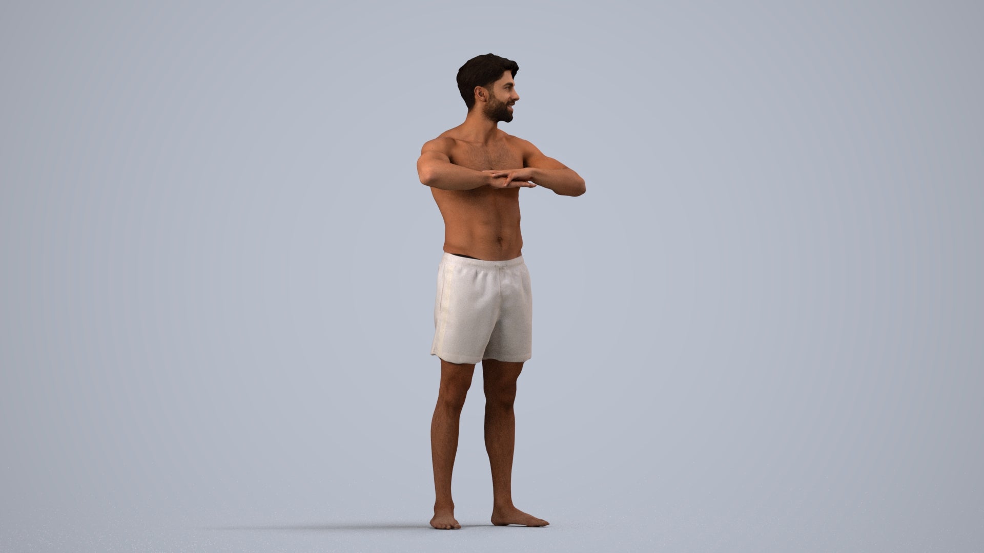 scanned 3D man pool, photogrammetry people for Enscape and V-Ray, side view render