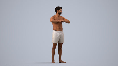 scanned 3D man pool, photogrammetry people for Enscape and V-Ray, side view render