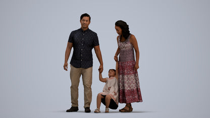 3D people model girl casual kids, scanned human for 3ds Max rendering, standing pose render