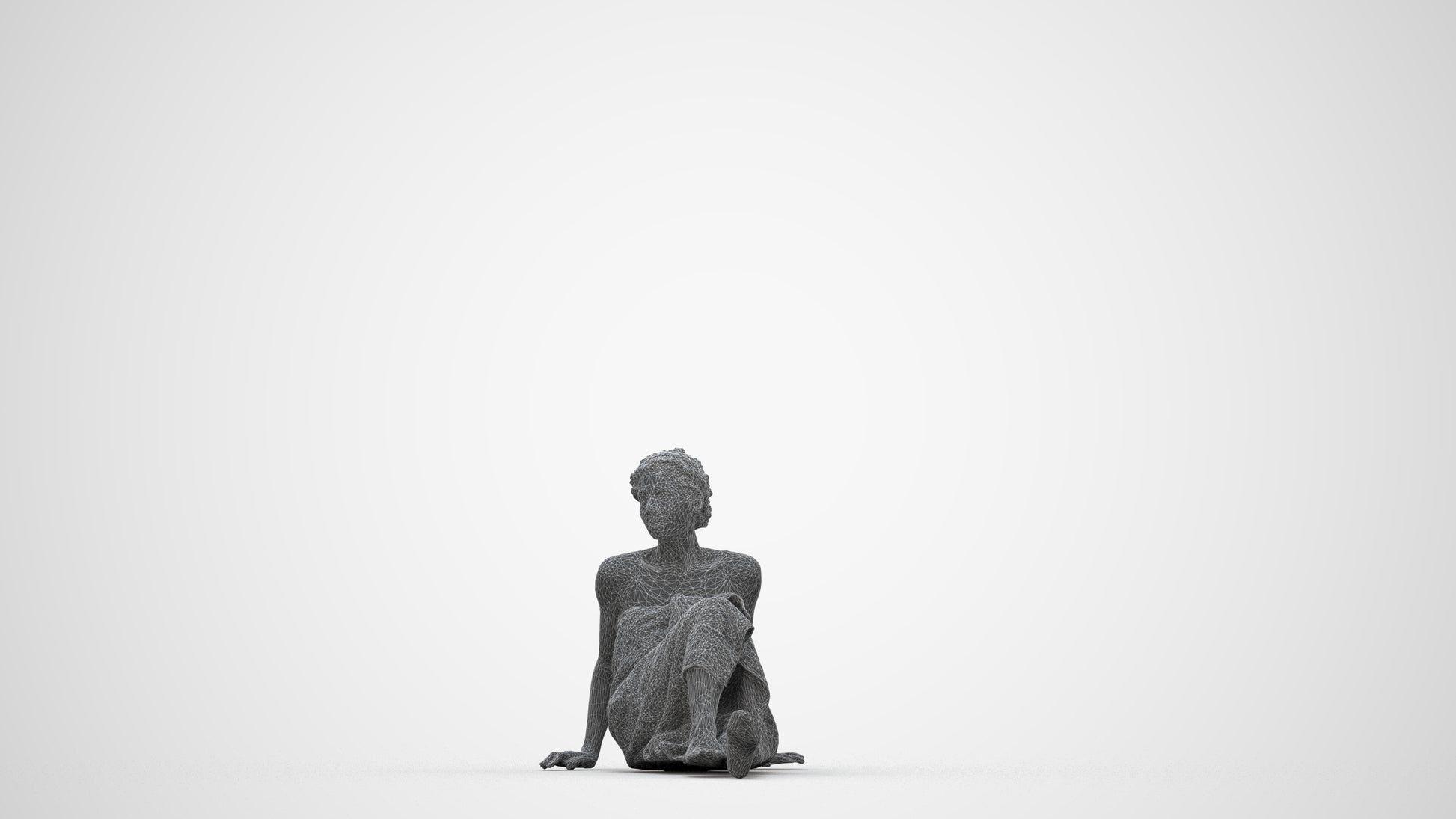 realistic 3D woman bathroom, scanned archviz people for Blender and 3ds Max, wireframe back view