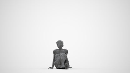 realistic 3D woman bathroom, scanned archviz people for Blender and 3ds Max, wireframe back view
