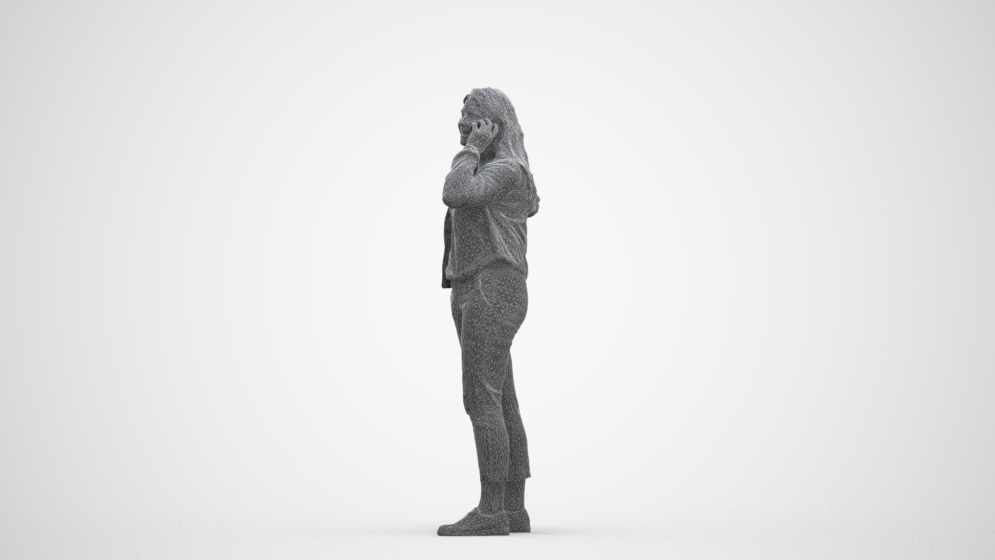 scanned 3D woman casual standing, photogrammetry people for Enscape and V-Ray, three-quarter front view render