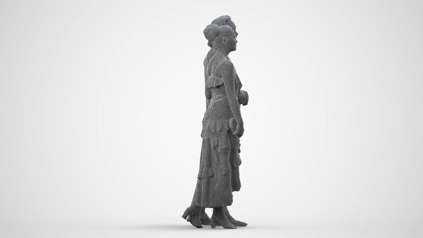 photogrammetry 3D woman formal couple, realistic human model archviz FBX, wireframe side view