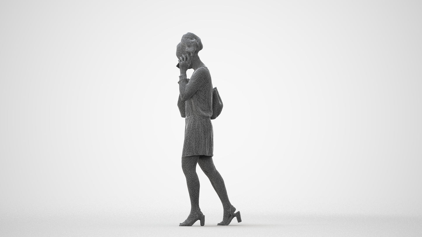 3D people model woman casual walking, scanned human for 3ds Max rendering, square thumbnail