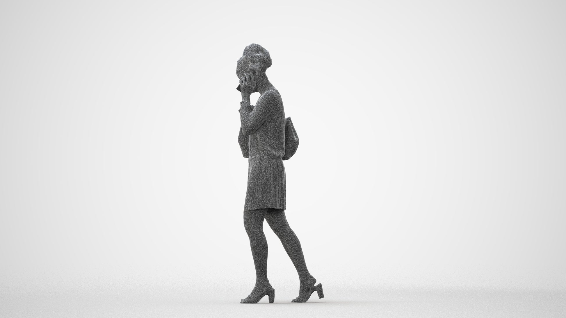 3D people model woman casual walking, scanned human for 3ds Max rendering, square thumbnail