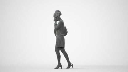 3D people model woman casual walking, scanned human for 3ds Max rendering, square thumbnail