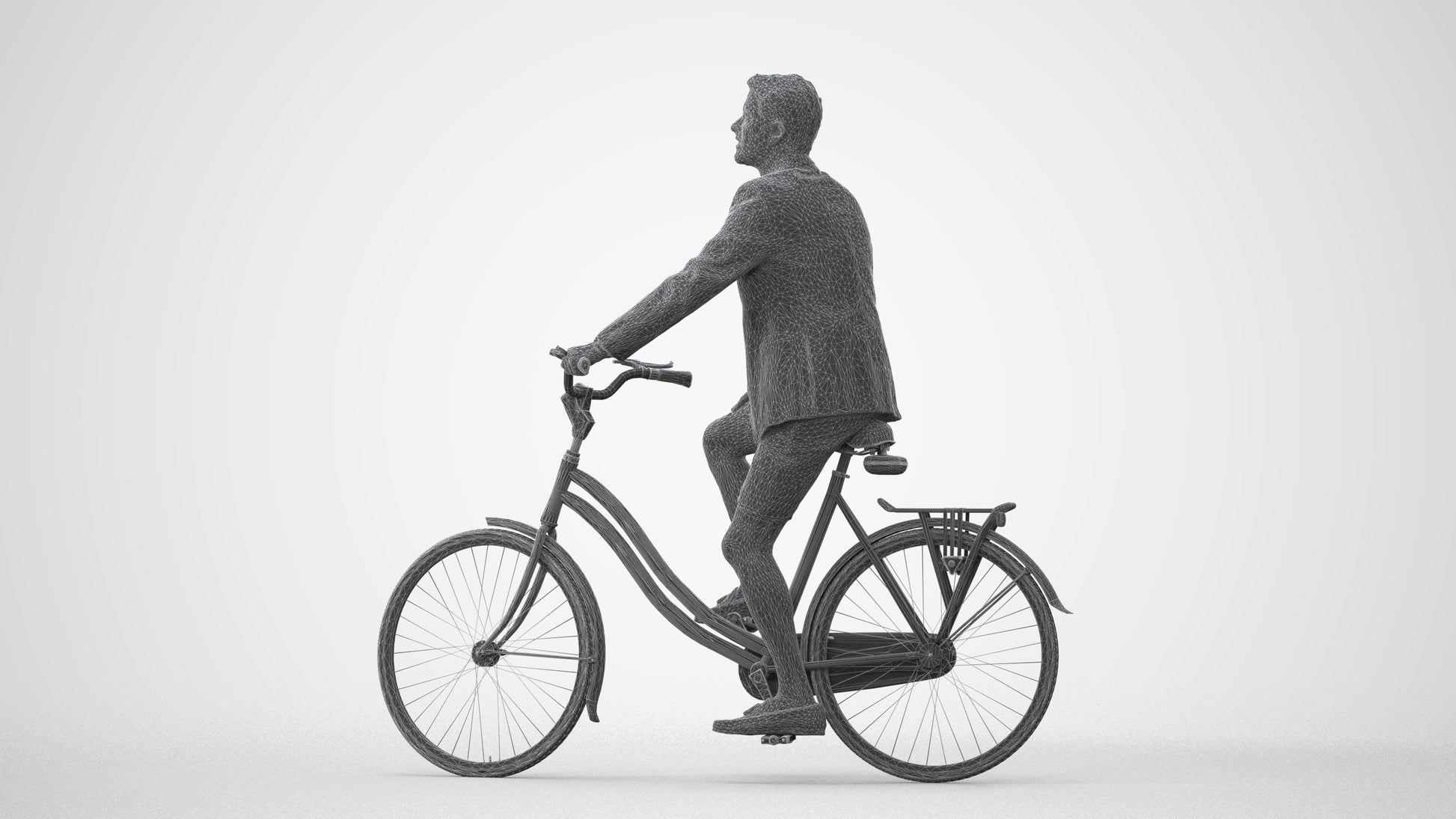 3D scanned man cycling business, photorealistic archviz people for Enscape and SketchUp, square thumbnail