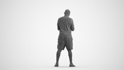 realistic 3D human man sport, archviz people FBX OBJ for Blender, wireframe front view