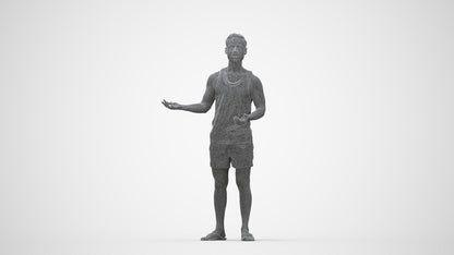 realistic 3D human man casual standing, archviz people FBX OBJ for Blender, wireframe back view