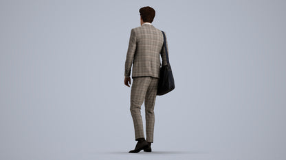 scanned 3D man business, photogrammetry people for Enscape and V-Ray, front view render