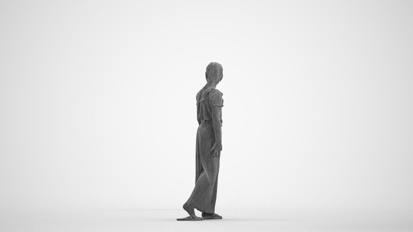 3D people model girl casual kids, scanned human for 3ds Max rendering, wireframe front view