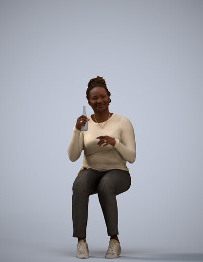 photogrammetry 3D woman casual sitting, realistic human model archviz FBX