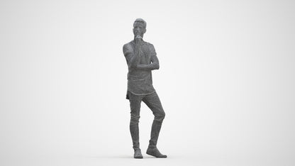 realistic 3D man casual standing, scanned archviz people for Blender and 3ds Max, three-quarter front view render