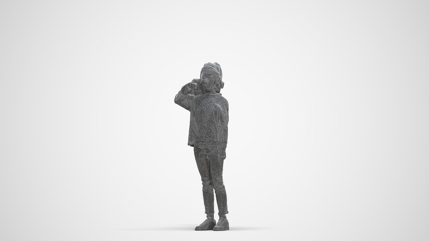 realistic 3D human girl casual kids, archviz people FBX OBJ for Blender, three-quarter front view render