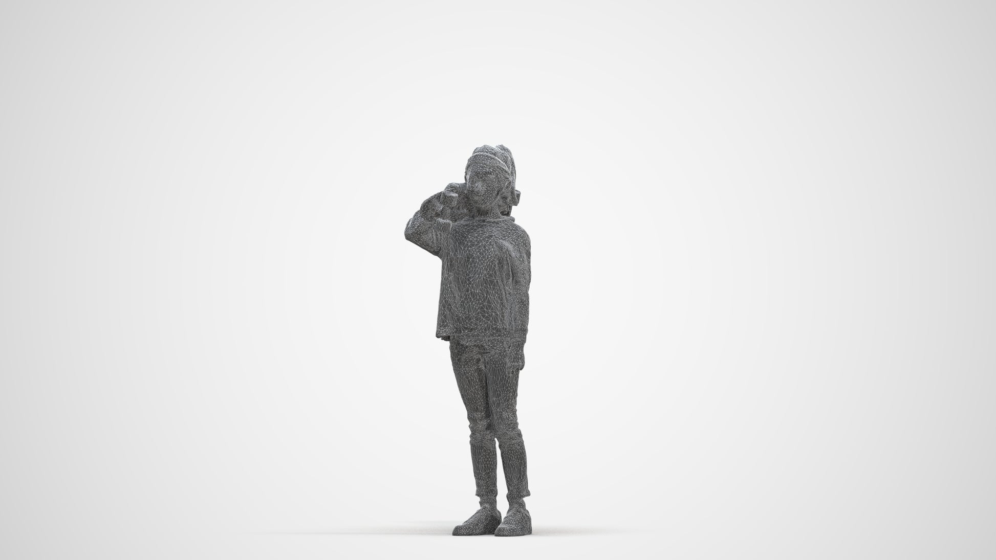 realistic 3D human girl casual kids, archviz people FBX OBJ for Blender, three-quarter front view render