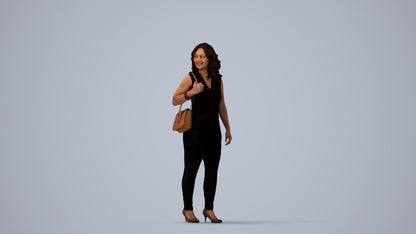 realistic 3D people woman business walking, render-ready for V-Ray and Corona, FBX OBJ, three-quarter view render