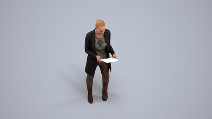 scanned 3D woman business standing, photogrammetry people for Enscape and V-Ray, back view render