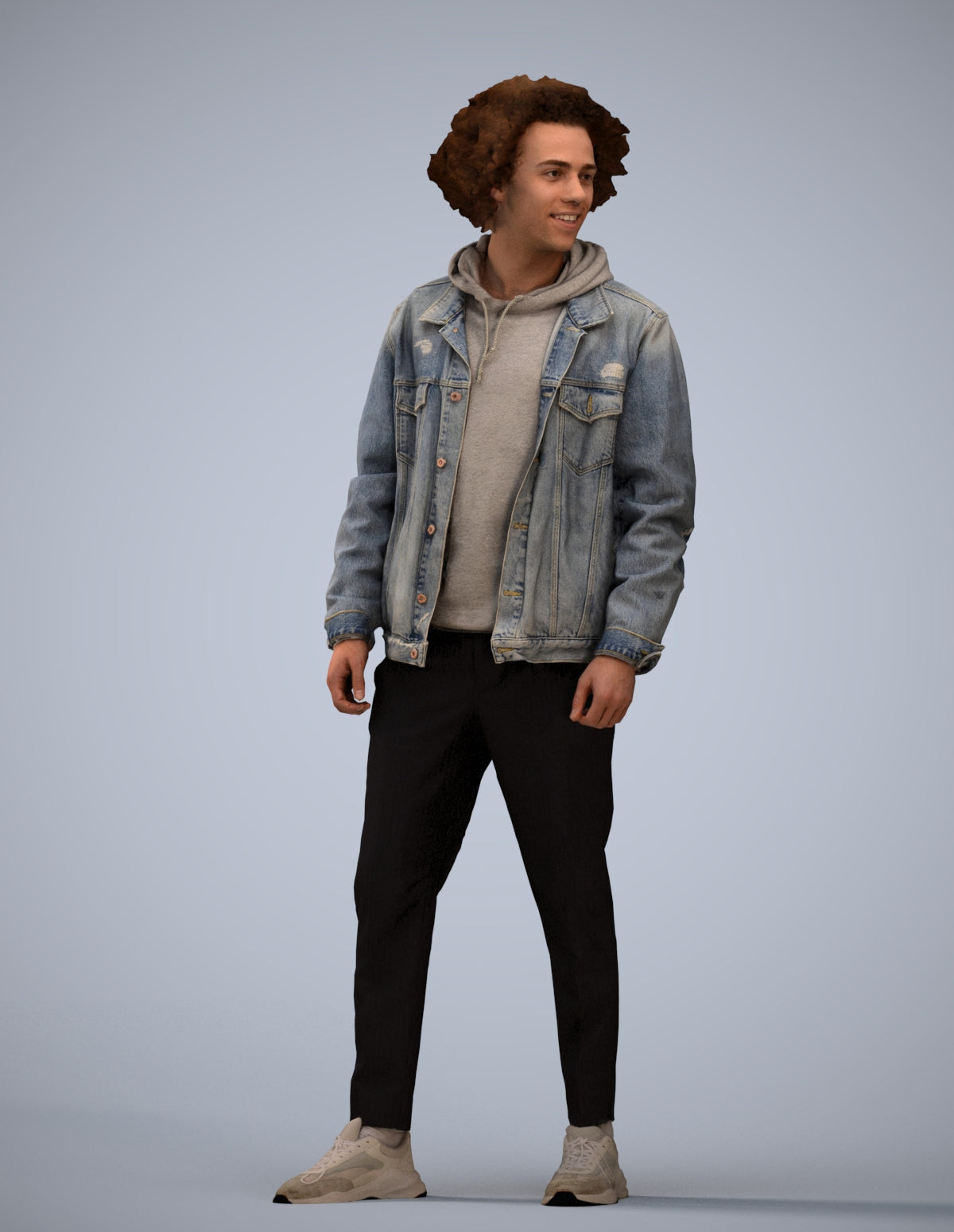 3D human model man casual standing, photogrammetry scanned person for archviz