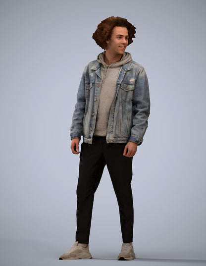 3D human model man casual standing, photogrammetry scanned person for archviz