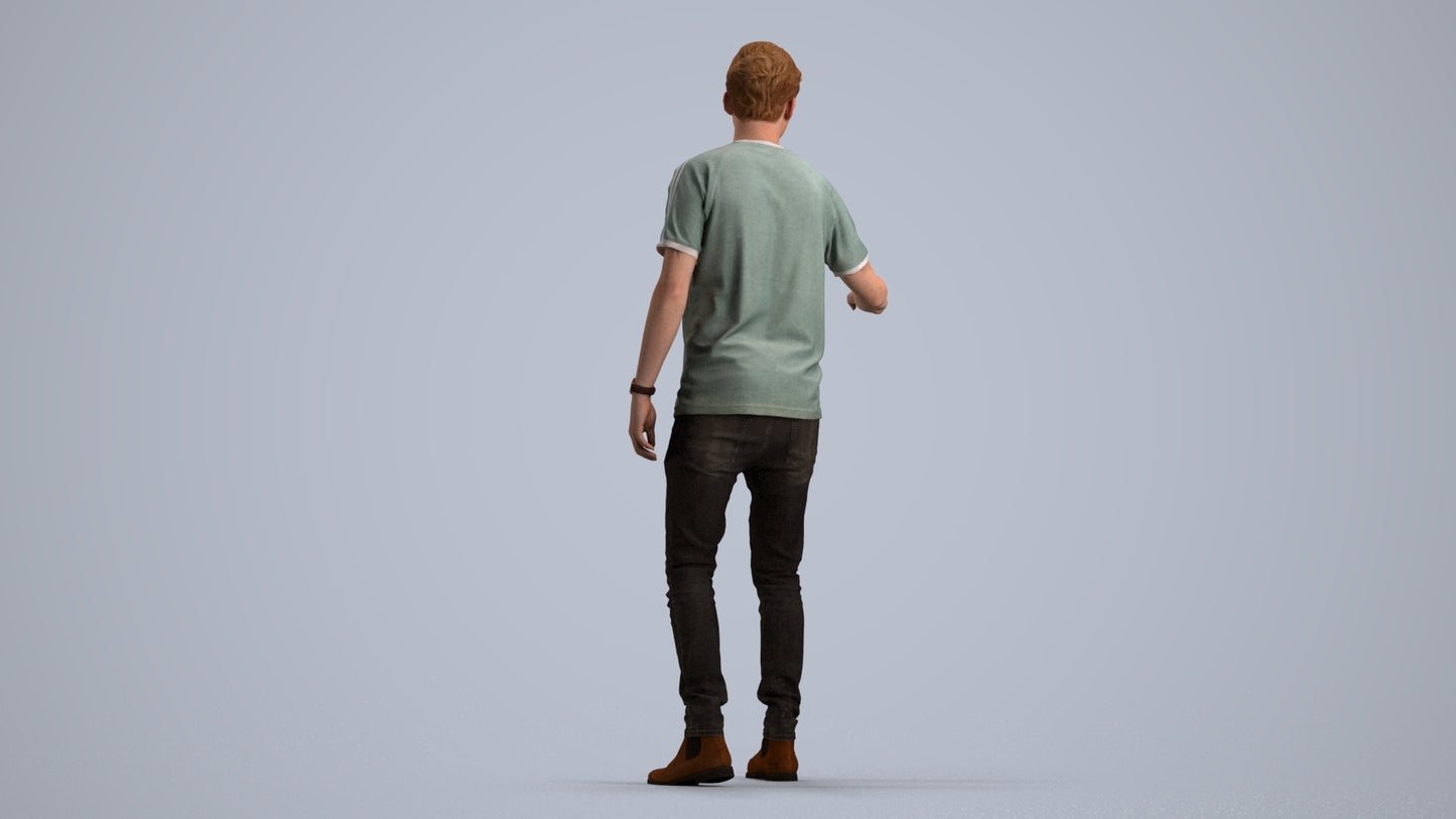 3D scanned man door casual, photorealistic archviz people for Enscape and SketchUp, front view render