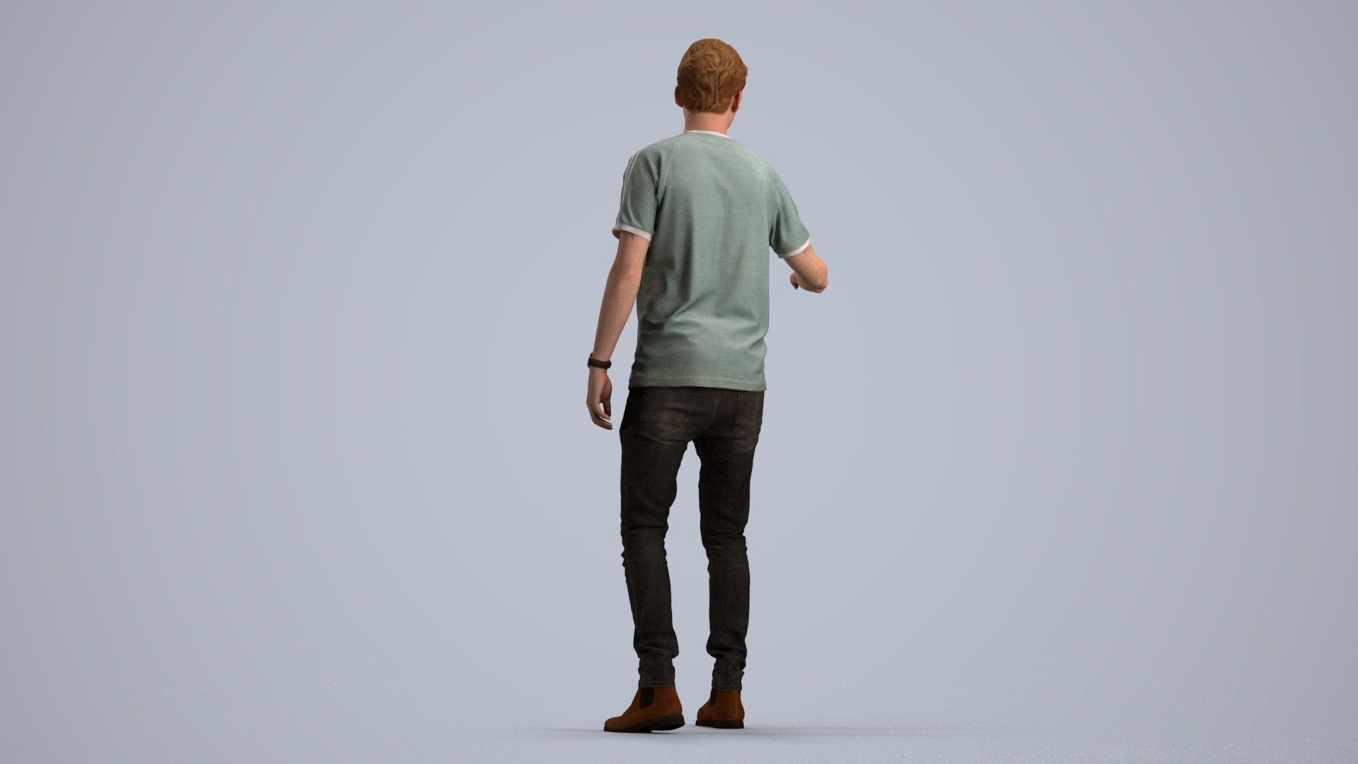 3D scanned man door casual, photorealistic archviz people for Enscape and SketchUp, front view render
