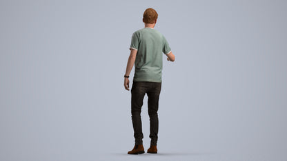 3D scanned man door casual, photorealistic archviz people for Enscape and SketchUp, front view render