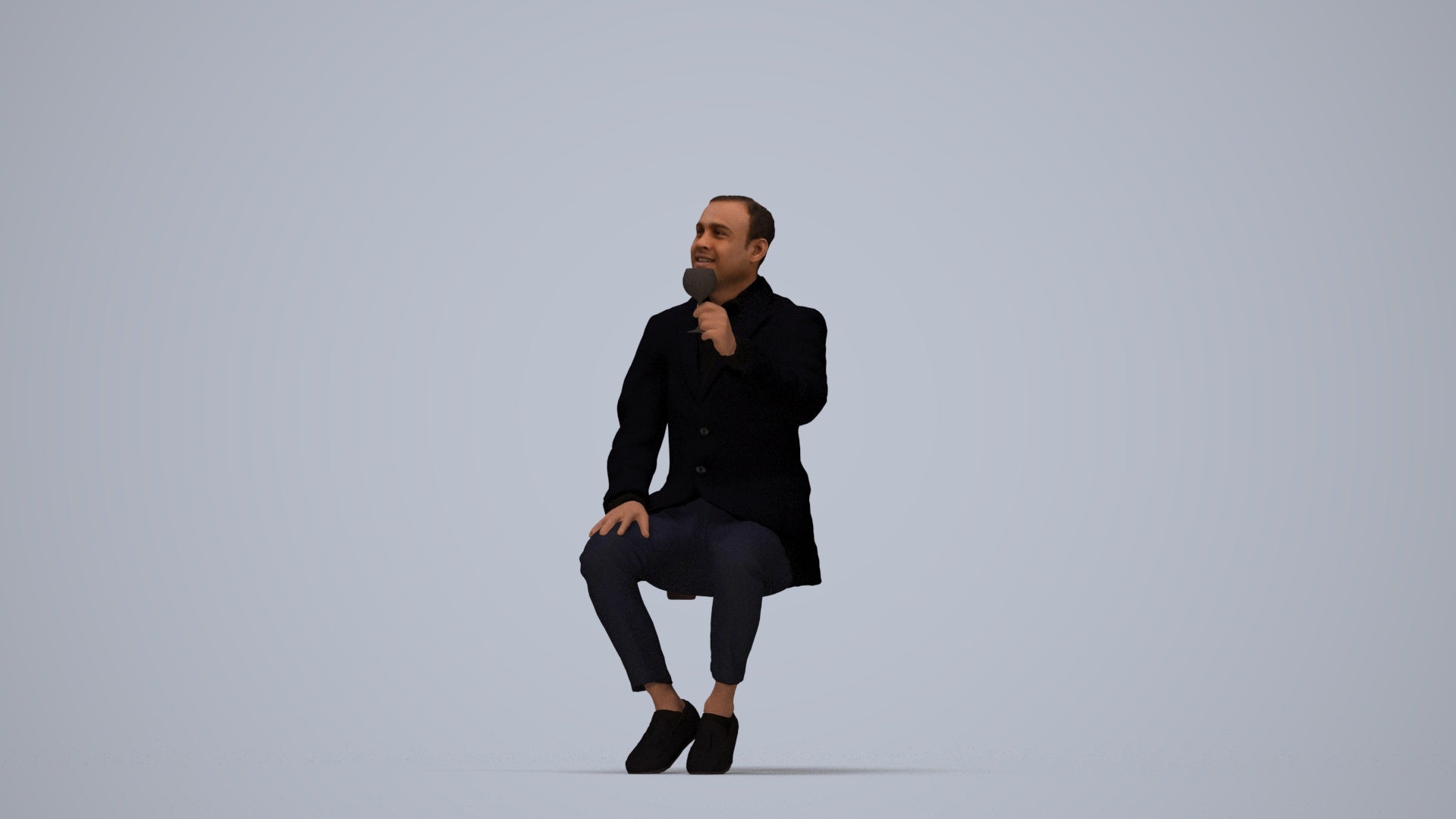 scanned 3D man casual cycling, photogrammetry people for Enscape and V-Ray, top-down view render