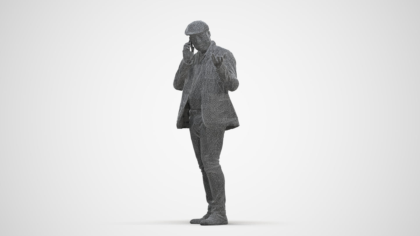 3D human model man casual standing, photogrammetry scanned person for archviz, three-quarter front view render