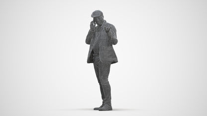 3D human model man casual standing, photogrammetry scanned person for archviz, three-quarter front view render