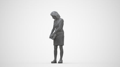 photogrammetry 3D woman business standing, realistic human model archviz FBX, wireframe back view