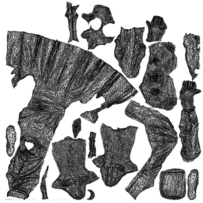 3D people model girl kids, scanned human for 3ds Max rendering, wireframe top-down view