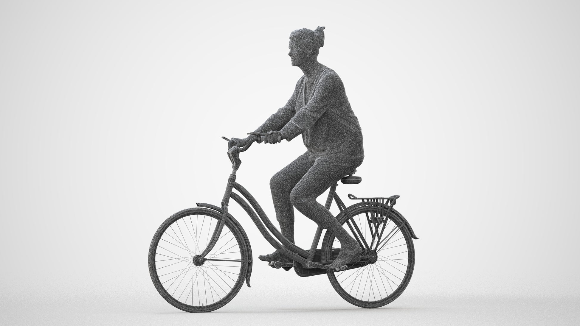 3D scanned woman cycling casual, photorealistic archviz people for Enscape and SketchUp, square thumbnail