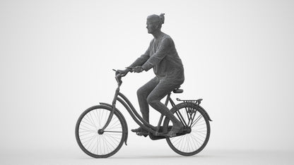3D scanned woman cycling casual, photorealistic archviz people for Enscape and SketchUp, square thumbnail