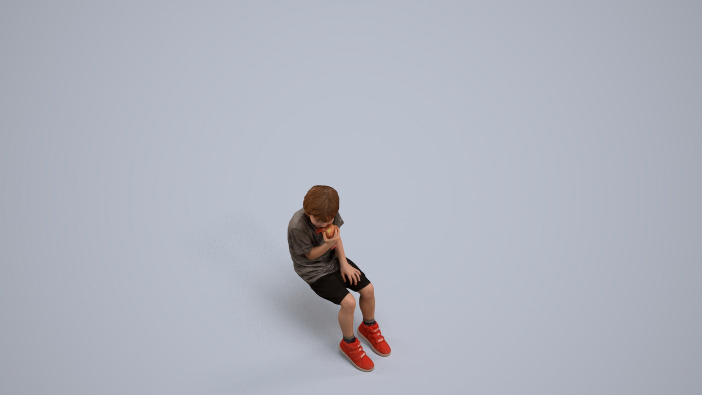 photogrammetry 3D boy casual kids, realistic human model archviz FBX, back view render