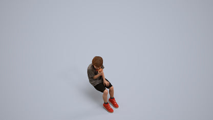 photogrammetry 3D boy casual kids, realistic human model archviz FBX, back view render