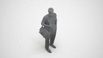 scanned 3D man casual standing, photogrammetry people for Enscape and V-Ray, wireframe three-quarter view