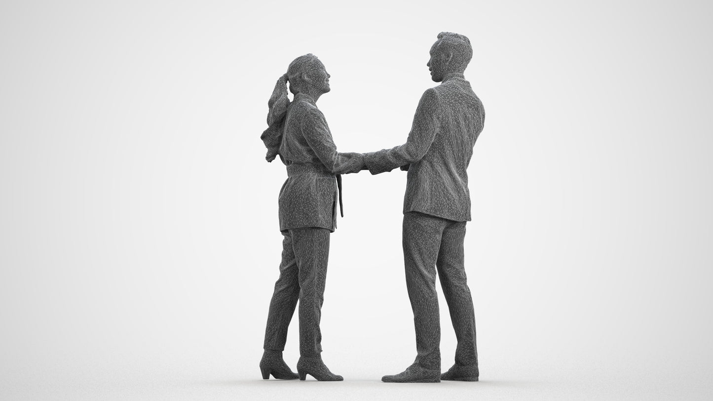 3D human model woman formal business, photogrammetry scanned person for archviz, wireframe front view