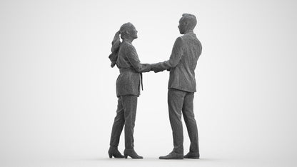 3D human model woman formal business, photogrammetry scanned person for archviz, wireframe front view