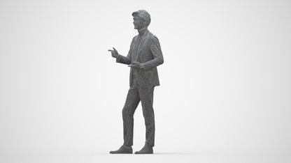 realistic 3D man business, scanned archviz people for Blender and 3ds Max, wireframe back view