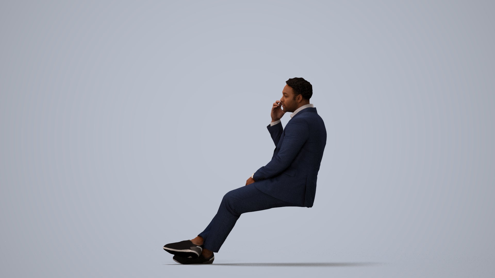 3D people model man business, scanned human for 3ds Max rendering, three-quarter view render