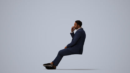 3D people model man business, scanned human for 3ds Max rendering, three-quarter view render