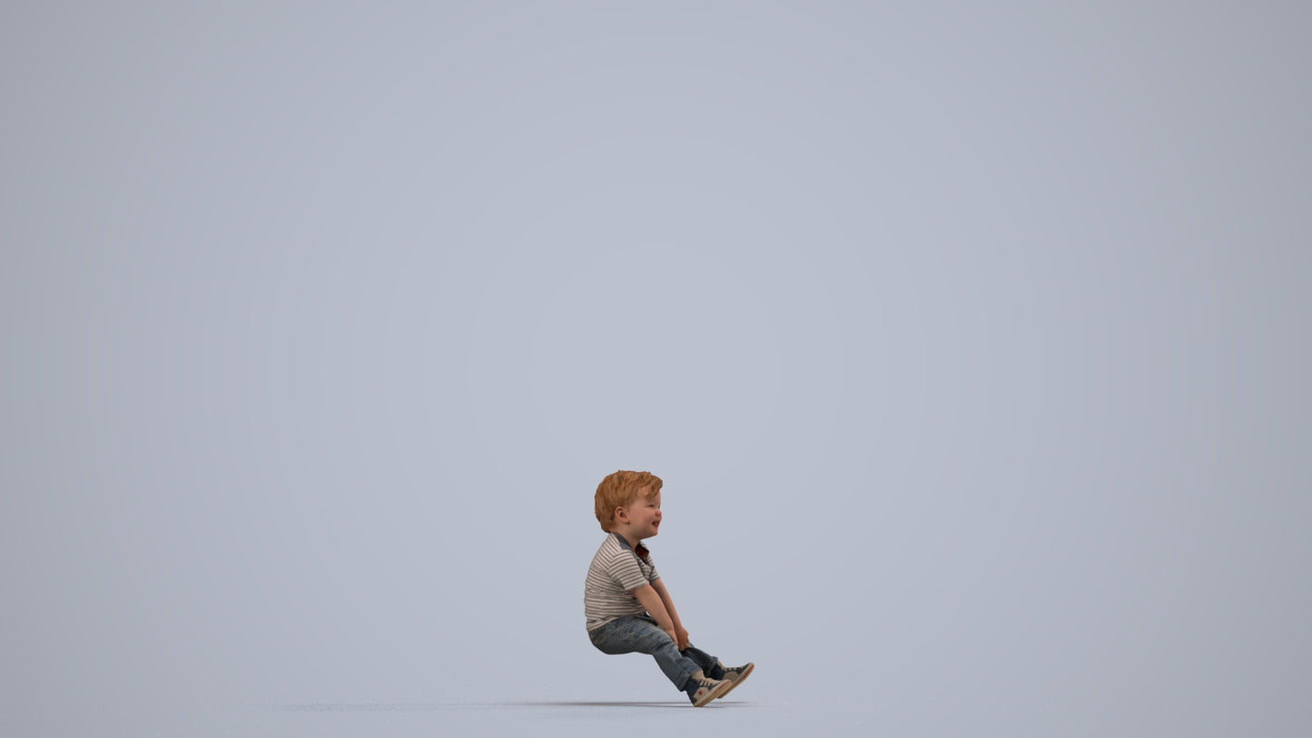 photogrammetry 3D boy casual kids, realistic human model archviz FBX, side view render